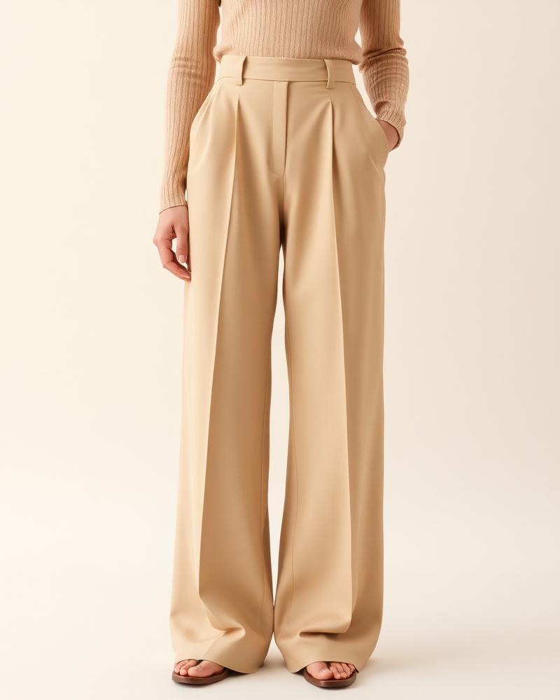 Sand Pleated Trousers